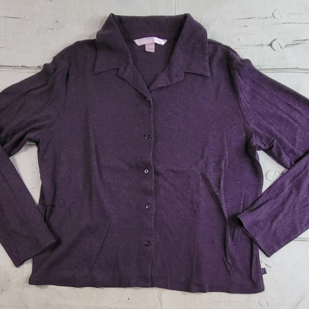 Victoria's Secret Purple Button Down Pajama Top Womens Soft Cotton Size L EUC